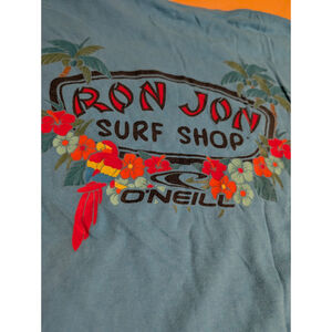 Ron Jon Surf Shop X O'Neill T-Shirt Mens Small Aqua Blue Surfing Graphic S Tee